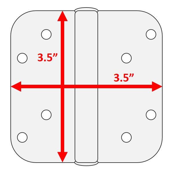 INTERIOR 3.5" x 3.5" Door Hinge - 5/8" Round Radius - Pease Doors: The Door Store