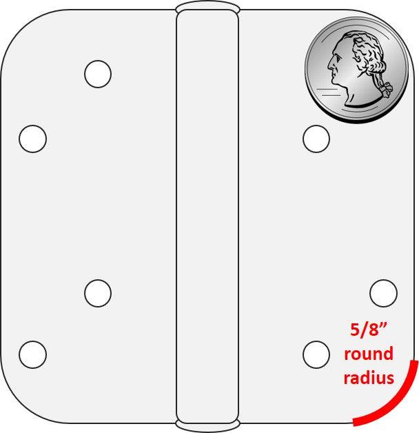 INTERIOR 3.5" x 3.5" Door Hinge - 5/8" Round Radius - Pease Doors: The Door Store