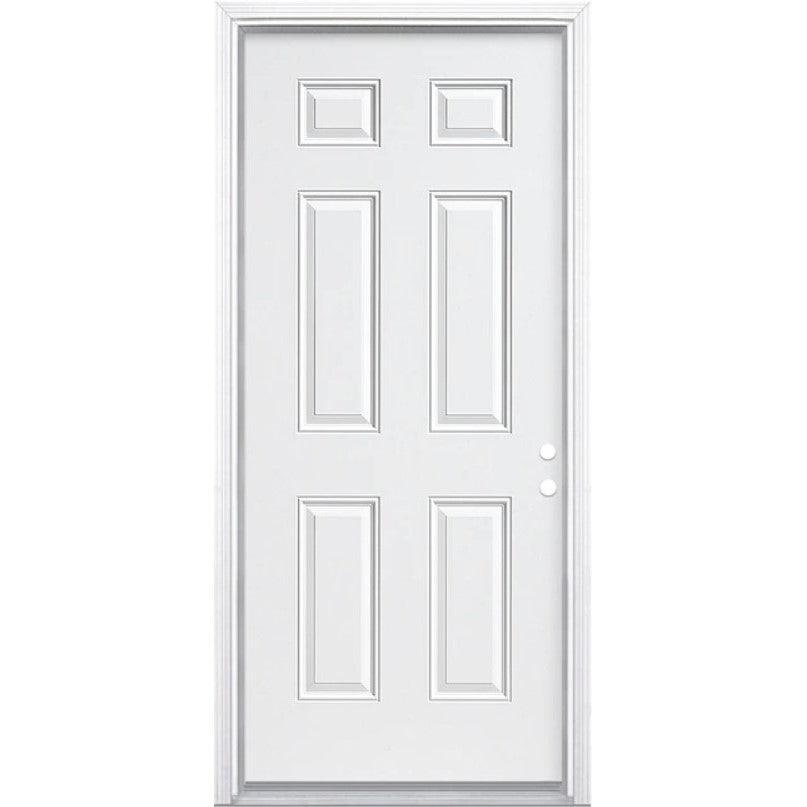 34" x 80" Prehung Smooth Fiberglass Entry Door System (6 Panel) - Pease Doors: The Door Store