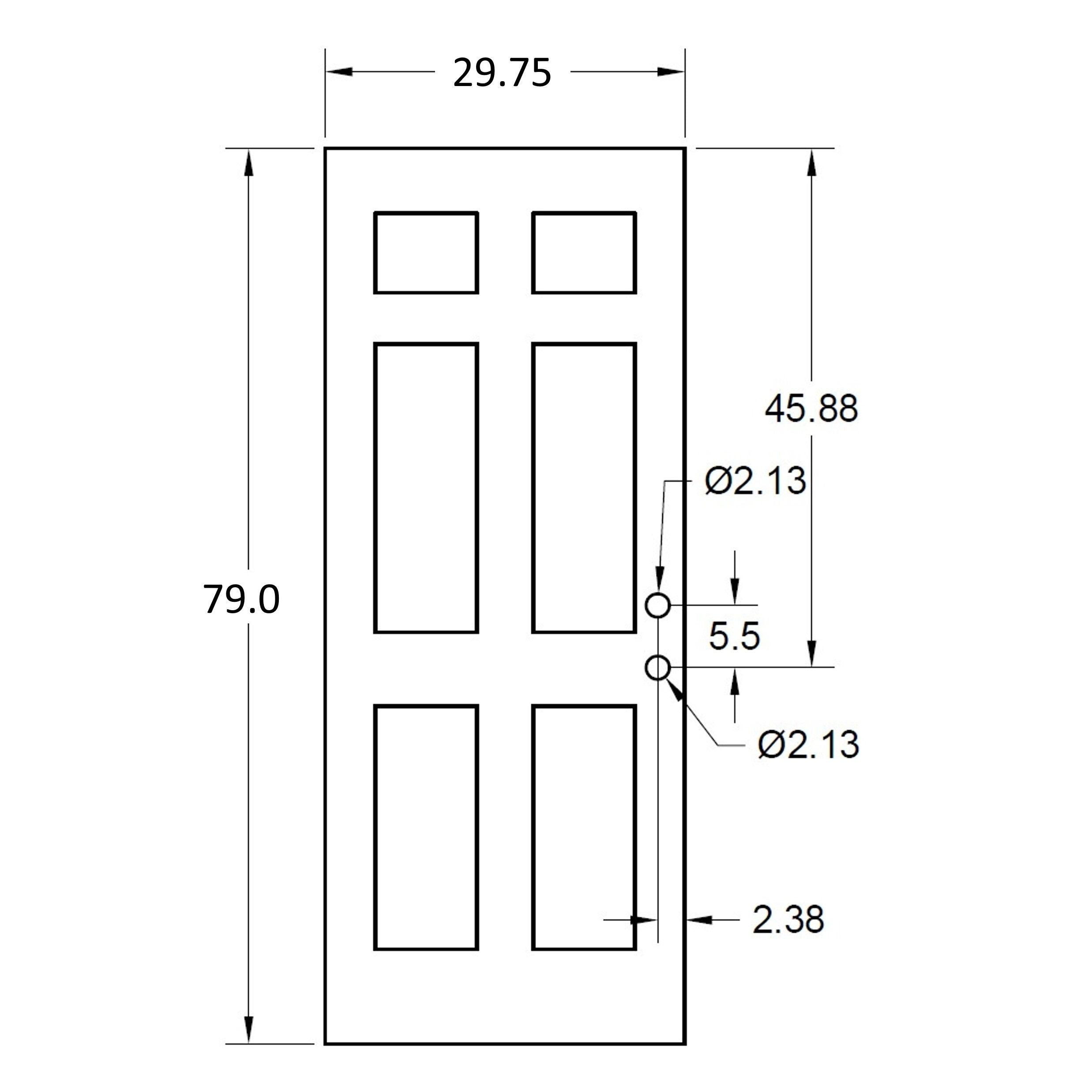 30" x 80" Prehung Smooth Fiberglass Entry Door System (6 Panel) - Pease Doors: The Door Store