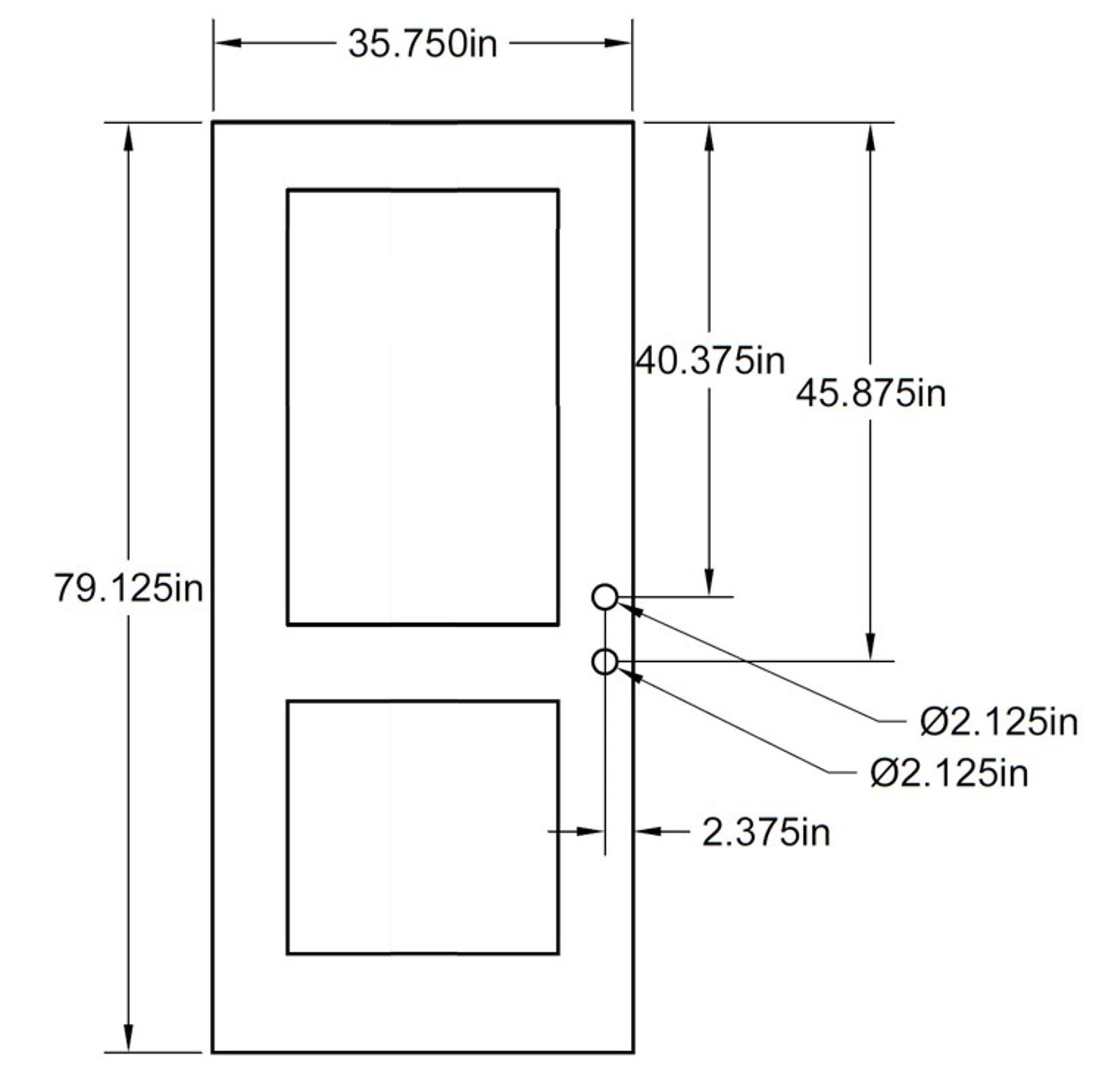 36" Smooth Fiberglass Entry Door Slab (2 Panel) - Pease Doors: The Door Store