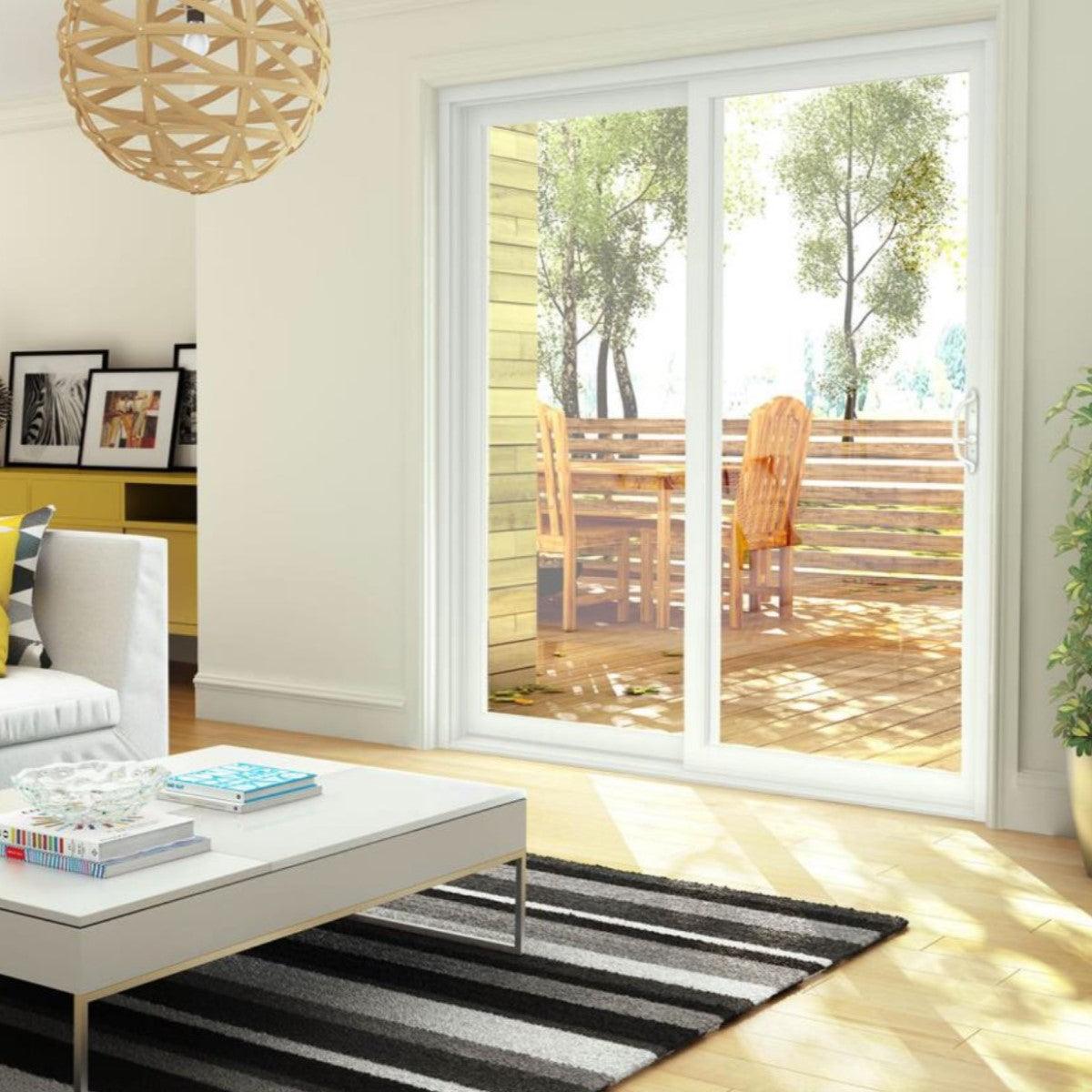 2 Panel Sliding White Patio Door (Low-E Clear Glass) - Pease Doors: The Door Store