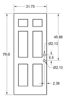 32" x 80" Prehung Smooth Fiberglass Entry Door System (6 Panel) - Pease Doors: The Door Store