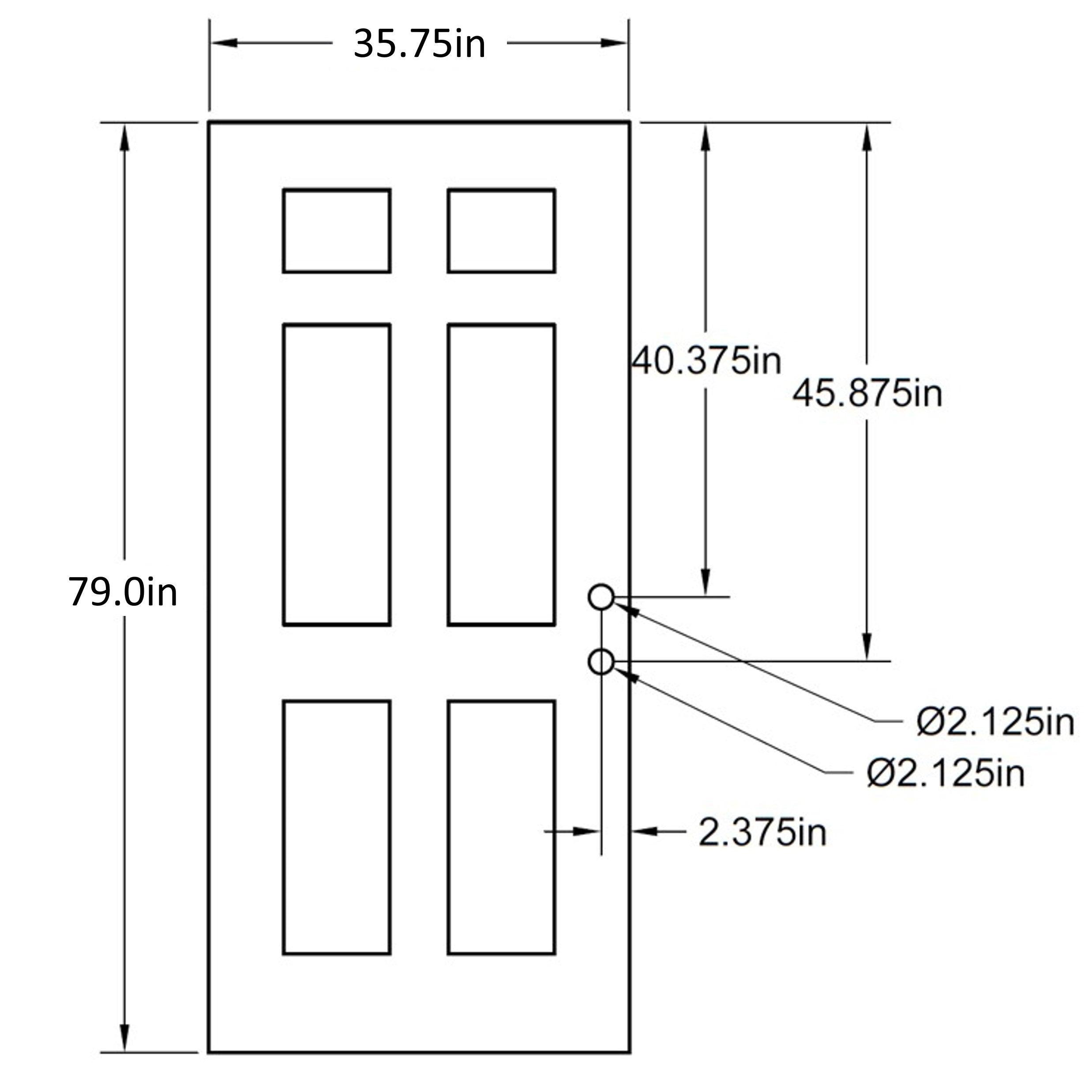 36" x 80" Smooth Fiberglass Entry Door Slab (6 Panel) - Pease Doors: The Door Store