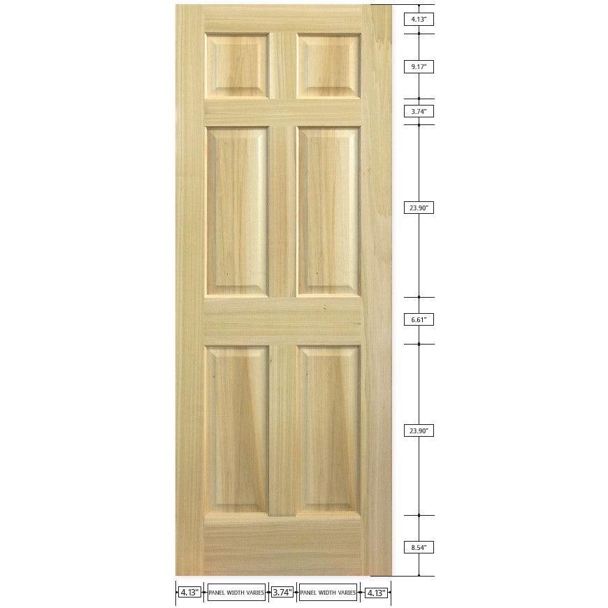 Poplar Interior Door Slab (6 Panel) - Pease Doors: The Door Store