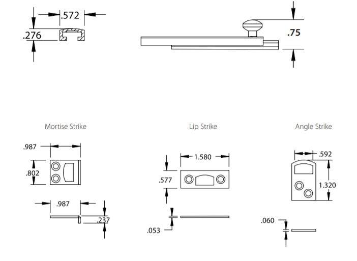 6" Concealed Screw Slide Bolt - Pease Doors: The Door Store